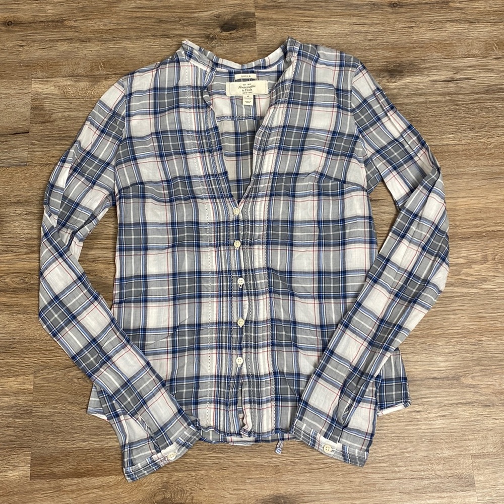 Abercrombie & Fitch Plaid Button Down Shirt Size Medium Y2K